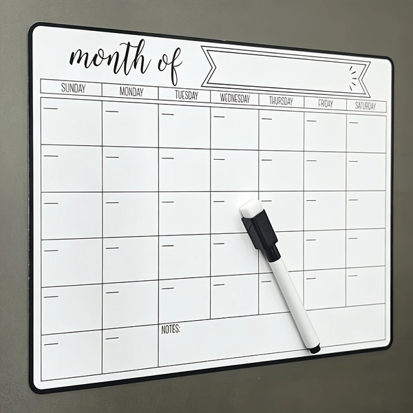 1 Set Fridge Magnet Memo Board with 1pc Magnetic Calendar And 1pc Chalk Pen, Kitchen Fridge Magnet, Erasable Calendar Supporting Weekly And Monthly Designs, Ideal for Organizing Home, Office, Or Kitchen Tasks, Monthly Planning And Recording