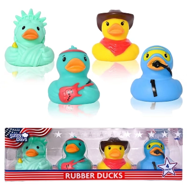 Sunny Days Squeeezy 4pk Americana Rubber Ducks Fidget Toy