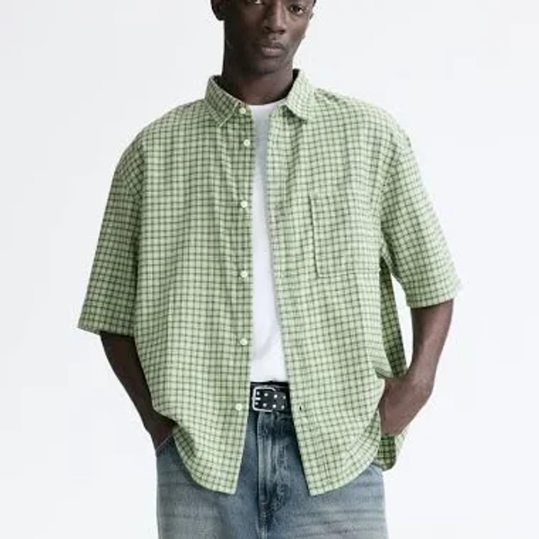 H&M Men's Relaxed-Fit Cotton Flannel Shirt