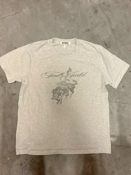 Y2k T Shirt in grau mit Design in L