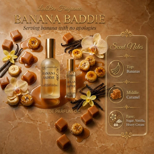 Banana Baddie -Perfume Oil: Creamy Caramel Vanilla Gourmand Fragrance