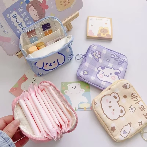 Korean Cute Bear Large Capacity Sanitary Napkin Storage Bags Girls Cartoon Physiological Period Tampon Organiser Bag Mini Bag - AliExpress 15
