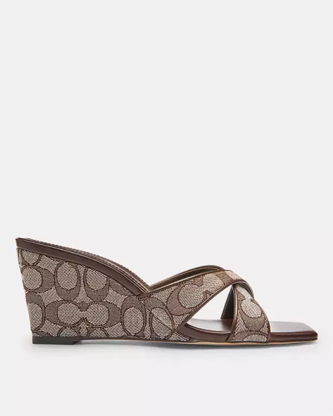 Oak/Maple Wedge Sandal In Signature Jacquard