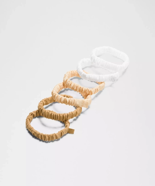 Skinny Scrunchies *6 Pack - Pale Linen/Gleam/White - ONE SIZE