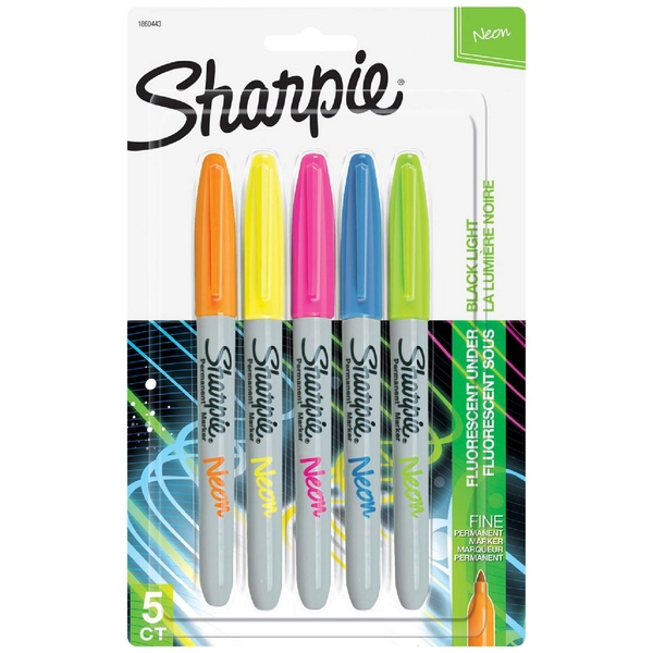Sharpie Fine Neon Permanent Markers Assorted 5 Pack