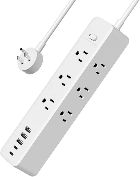 Surge Protector Power Strip, 9 Widely Spaced Outlets, 3 USB A & 2 USB C Ports, 5ft Flat Plug Long Extension Cord for Travel Home Office Entertainment, White - Walmart.com