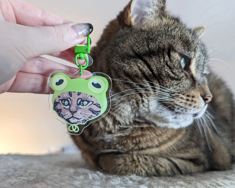 Cat Face 2" Acrylic Charm Keychain