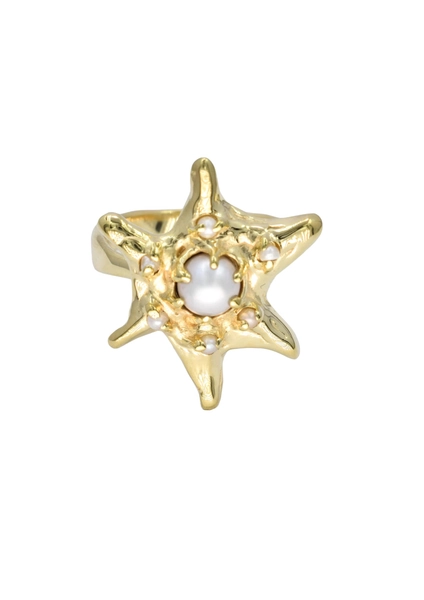 Organic pearl ring - cocktail ring with pearls