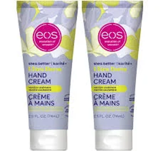 eos Shea Better Hand Cream, Natural Shea Butter, 24HR Hydration, Vanilla Cashmere, 74 ml (Pack of 2)