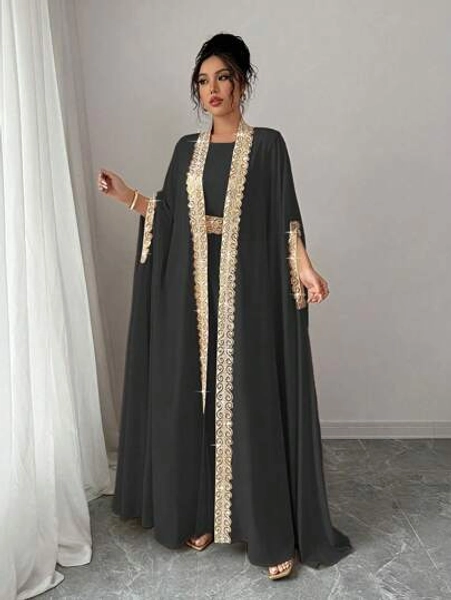 Rafferiza 2pcs/Set Women Elegant Minimalist Sleeveless Dress And Shawl - Size S