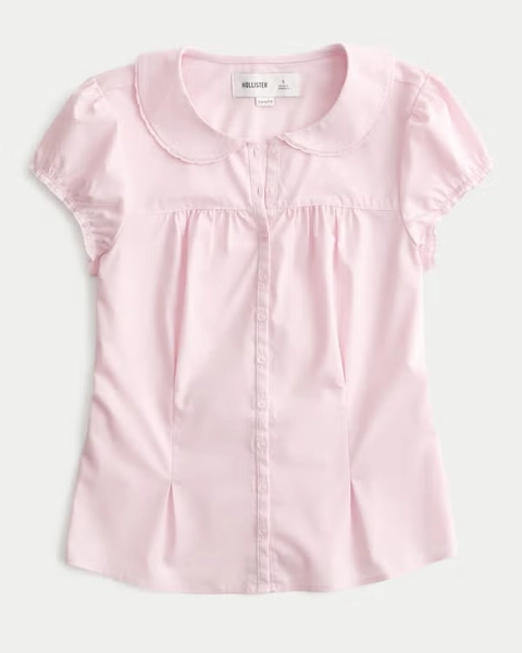 Short-Sleeve Statement Collar Shirt