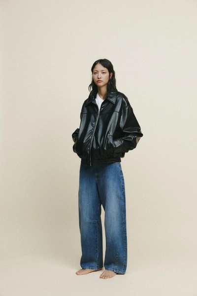 FAUX LEATHER BOMBER JACKET