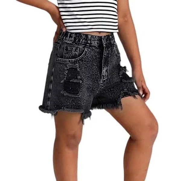 Byoo Tween Girl Distressed Denim Shorts High Waist Frayed Hem Summer Streetwear Ripped Jeans Shorts, Girl's, Size: 11-12 Years, Black