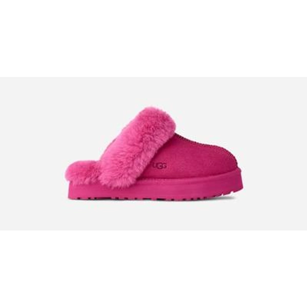 UGG® Kids' Disquette Sheepskin Slippers in Dark Peony, Size 4K