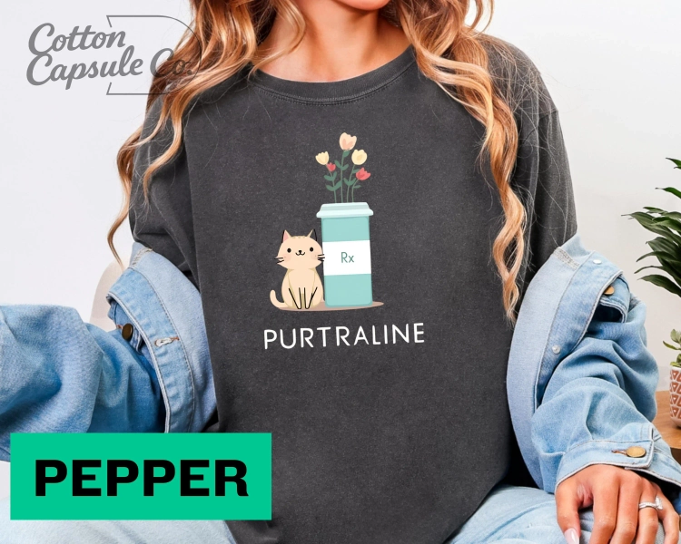 Sertraline Pharmacy Pun Shirt for Pharmacist Gift, Cat Shirt With Flowers, Pharmacy Technician Tee, Flowers for Veterinary Cat Gift, Zoloft