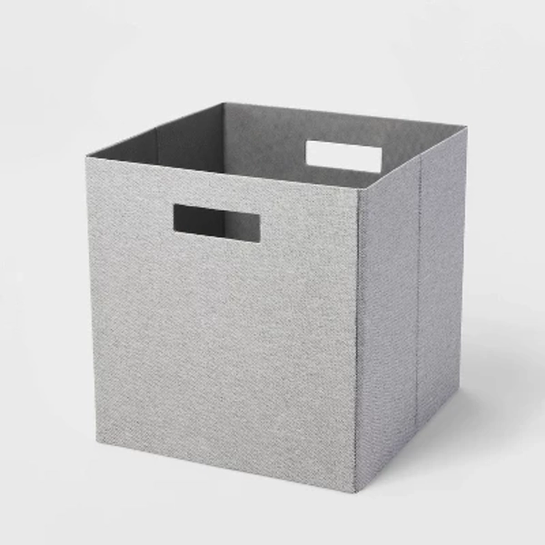 13''x13'' Fabric Bin Chunky Linen Fossil - Brightroom™: 13 Inch Storage Cube, Decorative Storage