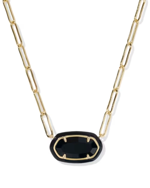 Elisa Enamel Frame Gold Paperclip Necklace