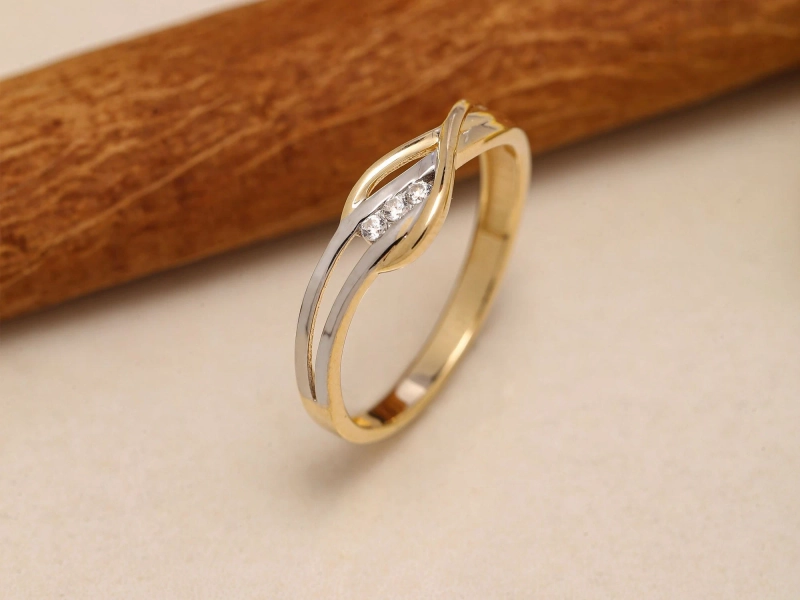 14K Solid Gold 2 Tone Ring, 925 Sterling Silver 2 Tone Ring, Two Tone Fancy Women's Ring, Dainty Ring, Christmas Gift, Valentine's Day Gift