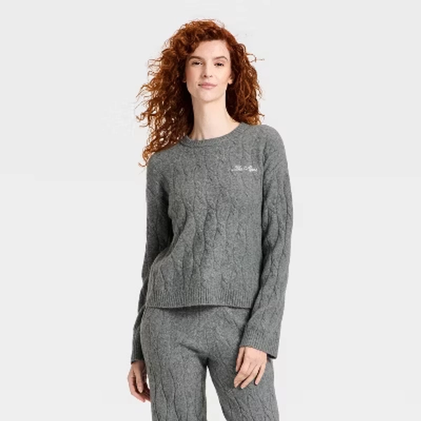Women's Cozy Alpine Knit Bouclé Crewneck Pullover Sweater - Universal Thread™ Gray M