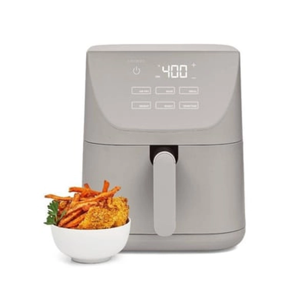 CruxGG 6qt Air Fryer Gray: 1500W Electric Fryer, Dishwasher-Safe Parts, 2-Year Warranty, 6-Quart Capacity