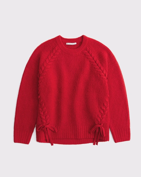 Dad Lace-Up Crew Sweater