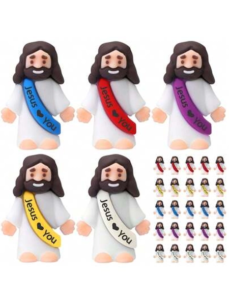 50PCS Little Jesus Figures, Mini Jesus Figurines In Bulk, Multicolor Tiny Jesus Figures, Miniature Figurines To Hide And Seek Religious Gifts For Easter Egg Stuffers