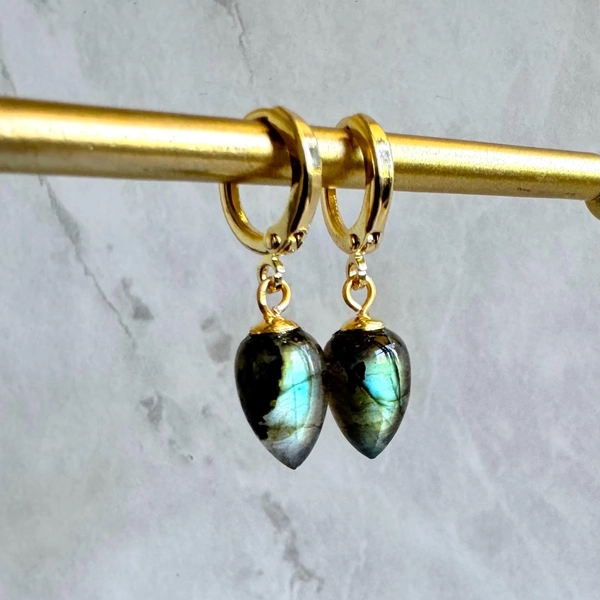 Labradorite Teardrop Earrings: 14K Gold Filled Dangle Earrings