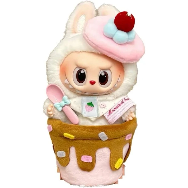 Labubu Doll Clothes Pink Strawberry 3/4-Piece Set Anime Peripherals Doll Clothing Suitable For