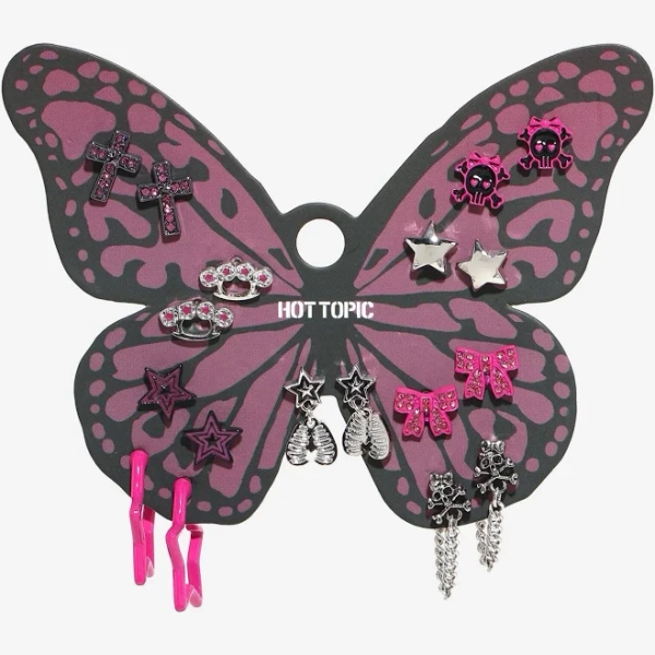 Pink & Black Scene Symbols Earring Set