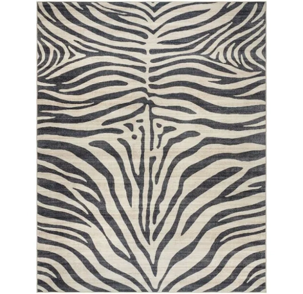 Bungalow Rose Samira Zebra Modern Animal Print Washable Flat Pile Indoor Area Rug