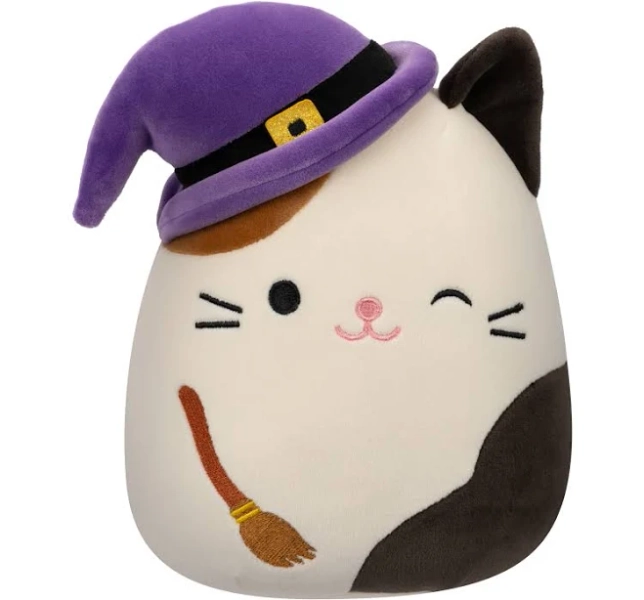 Squishmallows Official 8 inch Cam The Winking Cat with Witch Hat and Broomstick