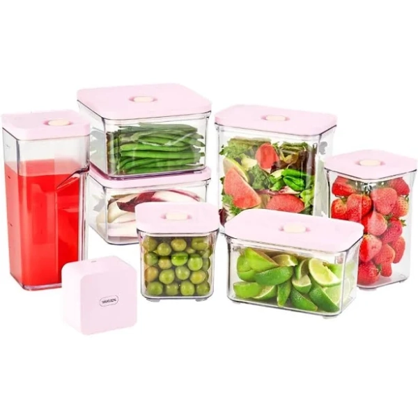 VAKUEN Premium Airtight Food Storage Containers ROSE 8P SET 6pcs Container 1pcs Water Pitcher and