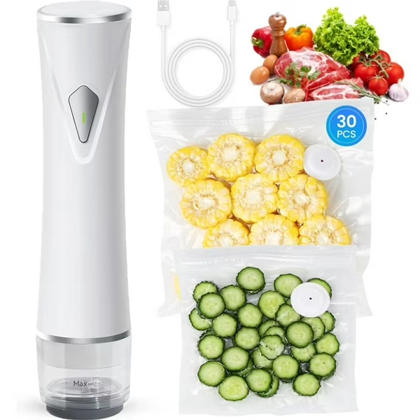 Vacuum Sealer for Food, Food Sealer Machine, Handheld Compact Vacuum Sealer Machine with 30 Reusable Bags, Visible Water Tank for 6X Fresh Preservation, Ideal for Sous-Vide,Meal Prep,and Food Storage