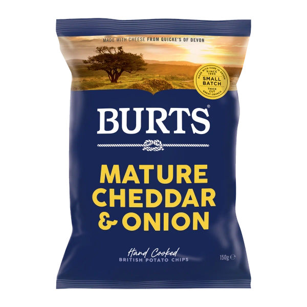 Burts Hand Cooked Potato Chips Mature Cheddar and Spring Onion 150g