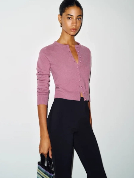 Caspia Cashmere Cropped Cardigan