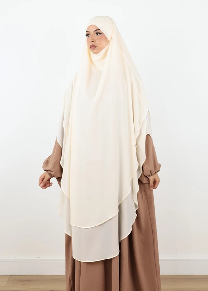 Maxi Khimar 2 Layer Chiffon - Vanilla - Ina Collection