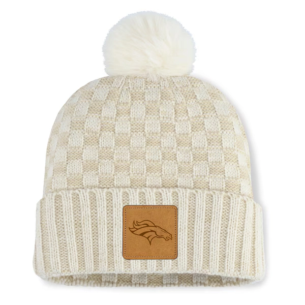 Women's Denver Broncos Fanatics Natural Nickel Cuffed Knit Hat with Pom