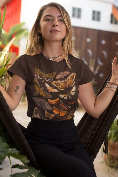 Vintage moths tshirt • Cottagecore butterfly shirt • Goblincore moth t-shirt • Dark Academia botanical top • Fairygrunge fairycore fashion •