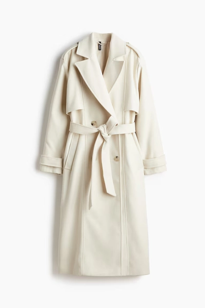 Trench in twill con finitura spazzolata