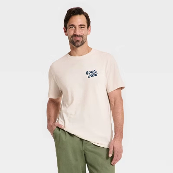 Men's Short Sleeve Every Wear Plus Crewneck T-Shirt - Goodfellow & Co™ Cream M