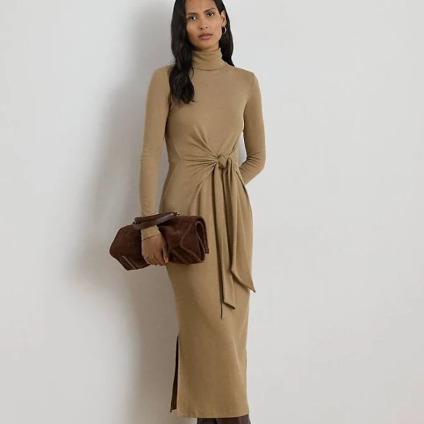 Lauren Women's Ralph Lauren Tie-Front Turtleneck Dress