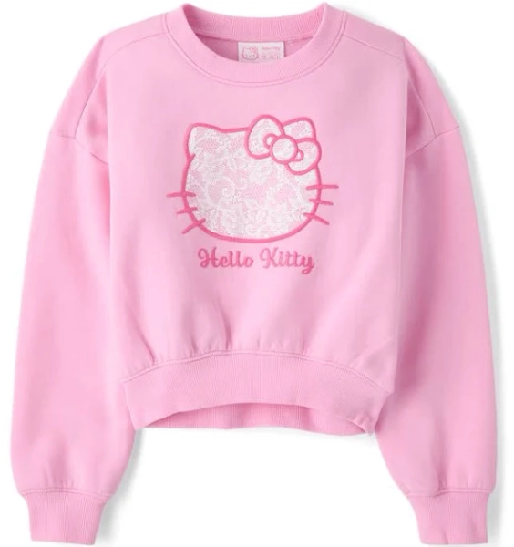 The Children's Place Girls Hello Kitty Embroidered Premium Fleece Sweatshirt