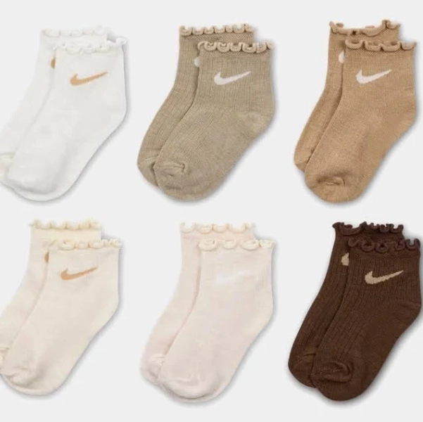 Girls Nike Lettuce Welt 6 Pack Ankle Socks