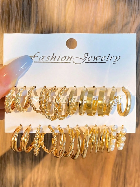 24pcs/Set C-Shaped Faux Pearl Earring Set