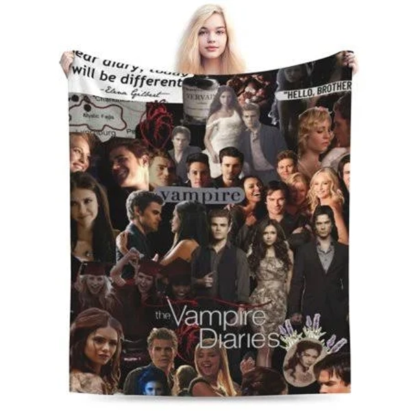 Soft Fleece Plush Throw The Vampire Diaries Fluffy Blanket for Couch Sofa Bed Office 40 inchx30 inch, Size: 40 x 30, Black
