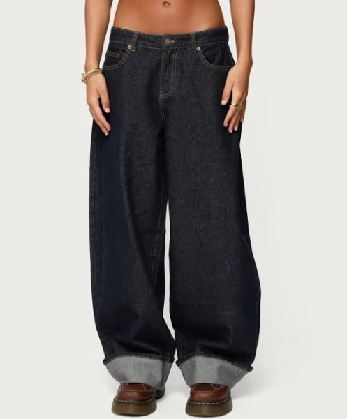 Edikted Women's Kella Extra Oversized Low Rise Jeans