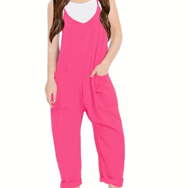 Girls' Relaxed Spaghetti Strap Jumpsuit Romper