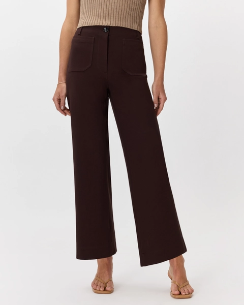 Women's Ultra-Stretch Ponte Cropped Wide Leg Pants in Morel Grey