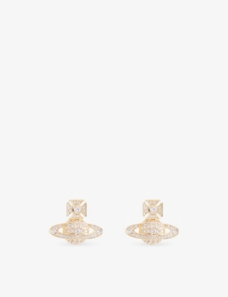 Carmela Bas Relief platinum-plated brass and cubic zirconia earrings