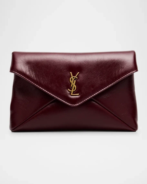 Small YSL Pouch Bag in Shiny Calfskin Leather